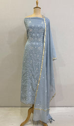 将图像加载到图库查看器中, Women's Lakhnavi Handcrafted Mul Chanderi Kurta And Dupatta Set - HONC0203881