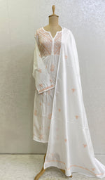 Load image into Gallery viewer, Adrita Women's Lakhnavi Handcrafted Cotton Chikankari Semi Stitched Kurta And Dupatta Set- HONC0152349