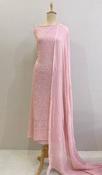 Load image into Gallery viewer, Women's Lakhnavi Handcrafted Viscose Georgette Chikankari Full Suit Material - HONC0194927