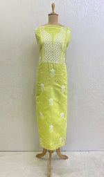Load image into Gallery viewer, Women's Lakhnavi Handcrafted Cotton Chikankari Unstitched Kurti Fabric -HONC0125710