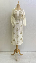 Load image into Gallery viewer, Women's Lucknowi Handcrafted Silk Chikankari Kurti - HONC0130087