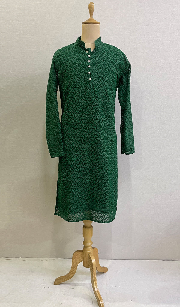 Men's Faux-Georgette Hakoba Kurta - HONC0186487