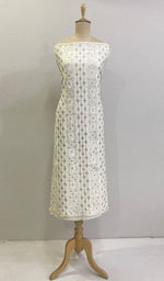 将图像加载到图库查看器中, Women's Lakhnavi Handcrafted Tissue Chanderi Chikankari Unstitched Kurti Fabric - HONC0155604