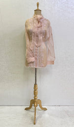 将图像加载到图库查看器中, Women's Lakhnavi Handcrafted Semi Stitched Pure Organza Chikankari Top - HONC0138438