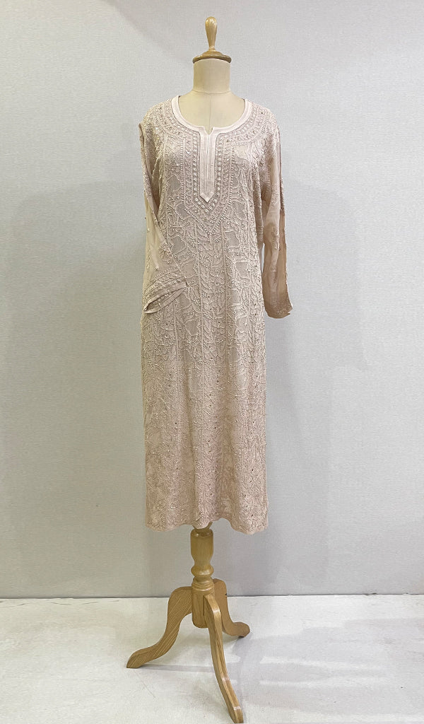 Sadaf Women's Lakhnavi Handcrafted Viscose Georgette Chikankari Kurti - HONC0204847