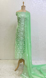 Load image into Gallery viewer, Women's Lucknowi Handcrafted Faux-Georgette Chikankari Suit Material-HONC0154324