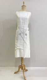 将图像加载到图库查看器中, Women's Lakhnavi Handcrafted Chanderi Silk Chikankari Unstitched Kurti Fabric - HONC0155602