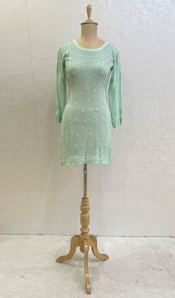 Lucknowi 手工粘胶乔其纱 Chikankari 上衣 - HONC0133203