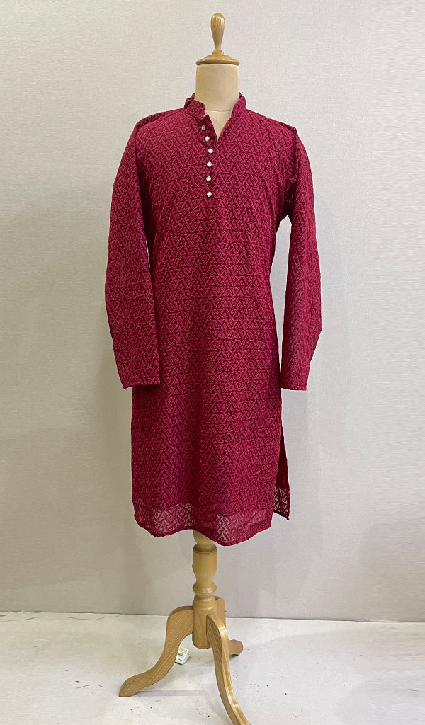 Men's Faux-Georgette Hakoba Kurta -  HONC0186495