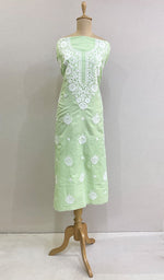 Load image into Gallery viewer, Women's Lakhnavi Handcrafted Cotton Chikankari Unstitched Kurti Fabric - HONC0214779