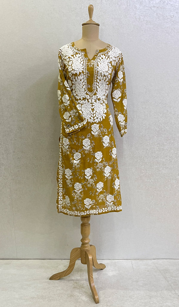 Women's Lucknowi Printed Handcrafted Cotton Chikankari Kurti - HONC0130559