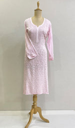 将图像加载到图库查看器中, Women's Lakhnavi Handcrafted Viscose Georgette Chikankari Kurti- HONC0139792