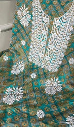 Load image into Gallery viewer, Women's Lakhnavi Handcrafted Cotton Chikankari Unstitched Kurti Fabric - HONC0284381