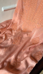 Load image into Gallery viewer, Women's Lakhnavi Handcrafted Chiffon Unstitched Kurta And Dupatta Set - HONC080002