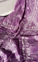 Load image into Gallery viewer, Women's Lakhnavi Handcrafted Tissue Chanderi Semi-Stitched Kurta And Dupatta Set - HONC0323633