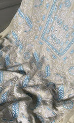 Load image into Gallery viewer, Women's Lakhnavi Handcrafted Pure Silk Georgette Chikankari Kurta And Dupatta Set - HONC0295347