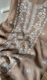 将图像加载到图库查看器中, Women's Lakhnavi Handcrafted Mul Chanderi Kurta And Dupatta Set - HONC0289000