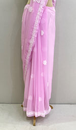 将图像加载到图库查看器中, Women's Lucknowi Handcrafted Faux-Georgette Chikankari Saree - HONC0196357