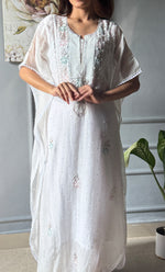 将图像加载到图库查看器中, Rabia Women's Lucknowi Handcrafted Mul chanderi Chikankari Kaftan - HONC0301648