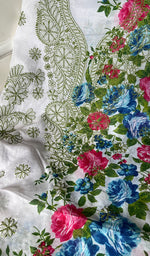 将图像加载到图库查看器中, Women's Lakhnavi Handcrafted Cotton Chikankari Unstitched Kurti Fabric - HONC0284341