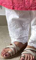 Load image into Gallery viewer, Women's Lucknowi Handcrafted Cotton Chikankari Pant - HONC0292452