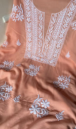 将图像加载到图库查看器中, Simran Women's Lakhnavi Handcrafted Modal Cotton Chikankari Unstitched Kurti Fabric - HONC0261072