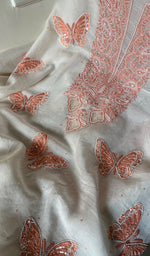 Load image into Gallery viewer, Titlee Women's Lakhnavi Handcrafted Mul Chanderi Unstitched Kurta And Dupatta Set - HONC0284781