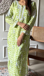 Load image into Gallery viewer, Shagufta Women's Lakhnavi Handcrafted Cotton Chikankari Kurti - HONC0347133