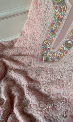 将图像加载到图库查看器中, Women's Lakhnavi Handcrafted Unstitched Faux-Georgette Chikankari Suit Material - HONC0291829