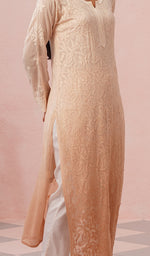 将图像加载到图库查看器中, Safiya Women's Lakhnavi Handcrafted Viscose Georgette Chikankari Kurti - HONC0574952