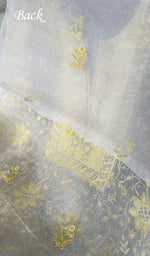 Load image into Gallery viewer, Women's Lakhnavi Handcrafted Pure Organza Chikankari Unstitched Kurta And Dupatta Set- HONC0316459