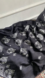 Load image into Gallery viewer, Women's Lakhnavi Handcrafted Mul Chanderi Unstitched Chikankari Full Suit Material - HONC0374241