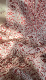 Load image into Gallery viewer, Women's Lakhnavi Handcrafted Maheshwari Mul Chanderi Unstitched Kurta And Dupatta Set - HONC0271870