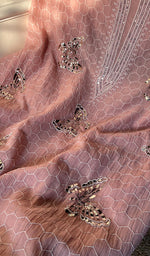 Load image into Gallery viewer, Haaniya Women's Lakhnavi Handcrafted Mul Chanderi Unstitched Kurta And Dupatta Set - HONC0291245