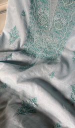 Load image into Gallery viewer, Women's Lakhnavi Handcrafted Mul Chanderi Chikankari Full Suit Material - HONC0287083