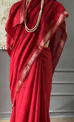 Load image into Gallery viewer, Women's Lakhnavi Handcrafted Chanderi Silk Chikankari Saree - HONC0307132