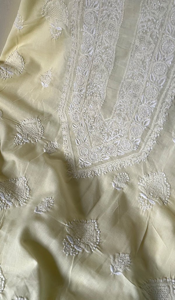 Yellow Cotton Unstitched Kurta And Dupatta
