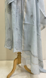 Load image into Gallery viewer, Women's Lakhnavi Handcrafted Chanderi Silk Chikankari Kurta Dupatta Set- HONC0175836