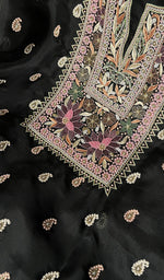 Load image into Gallery viewer, Amara Women's Lakhnavi Handcrafted Pure Organza Chikankari Unstitched Kurta And Dupatta Set - HONC0258852