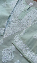 将图像加载到图库查看器中, Women's Lakhnavi Handcrafted Cotton Chikankari Kurti - HONC0267940
