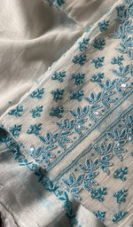 Load image into Gallery viewer, Saziya Women's Lakhnavi Handcrafted Mul Chanderi Semi - Stitched Kurta And Dupatta Set - HONC0249178