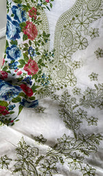 将图像加载到图库查看器中, Women's Lakhnavi Handcrafted Cotton Chikankari Unstitched Kurti Fabric - HONC0284330