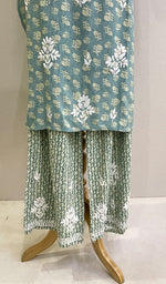 Load image into Gallery viewer, Sonakshi Women&#39;s Lakhnavi Handcrafted Cotton Chikankari Kurta And Palazzo Set - HONC0203563
