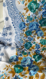 将图像加载到图库查看器中, Women's Lakhnavi Handcrafted Cotton Chikankari Unstitched Kurti Fabric - HONC0284321