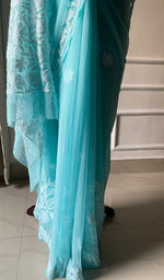将图像加载到图库查看器中, Women's Lucknowi Handcrafted Faux-Georgette Chikankari Saree - HONC0295209