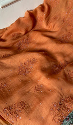 将图像加载到图库查看器中, Women's Lakhnavi Handcrafted Mul Chanderi Unstitched Chikankari Full Suit Material - HONC0328109