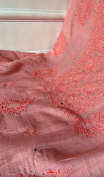 Load image into Gallery viewer, Women's Lakhnavi Handcrafted Mul Chanderi Unstitched Chikankari Full Suit Material - HONC0324508