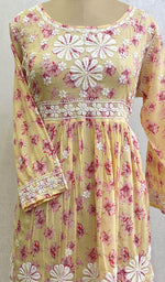 Load image into Gallery viewer, Rehnuma Women's Lakhnavi Handcrafted Printed Mulmul Cotton Chikankari Top - HONC0162237