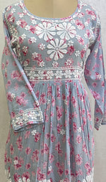 将图像加载到图库查看器中, Rehnuma Women's Lakhnavi Handcrafted Printed Mulmul Cotton Chikankari Top - HONC0162202