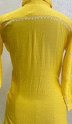 将图像加载到图库查看器中, Shamina Women's Lakhnavi Handcrafted Chanderi Silk Chikankari Top - HONC0166342